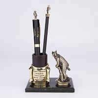Фигурка на камне "Рысь" со стаканом для письменных принадлежностей БФКСПП-75рысь